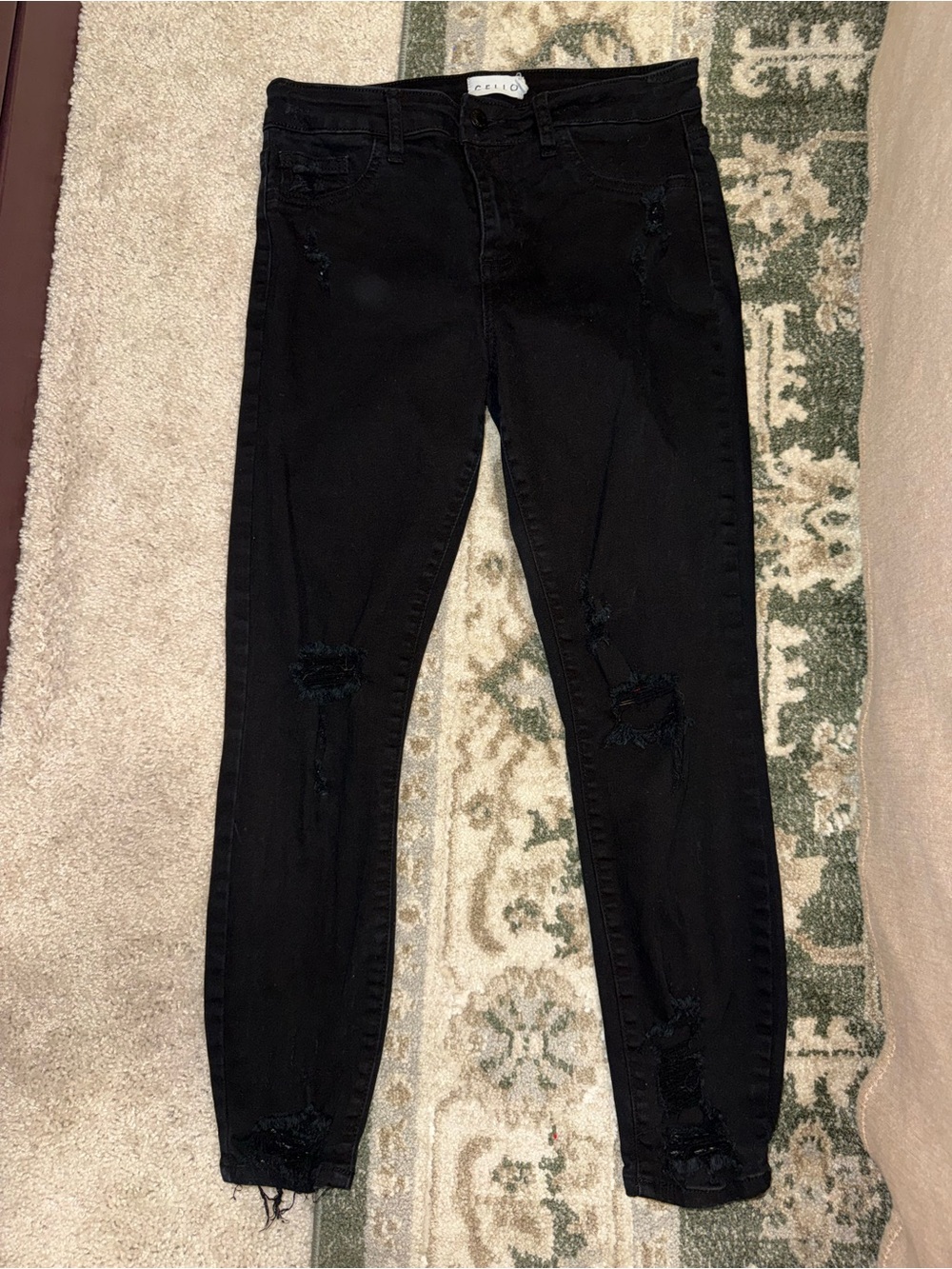 Cello Black Distressed Skinny Jeans